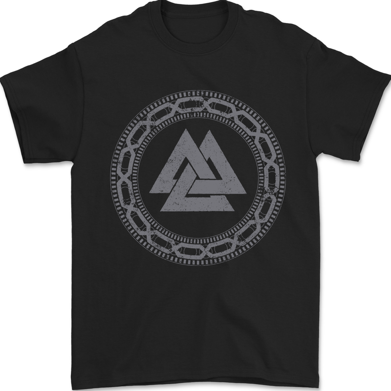 Viking Symbol Valknut Grey Gym Mens T-Shirt 100% Cotton Black