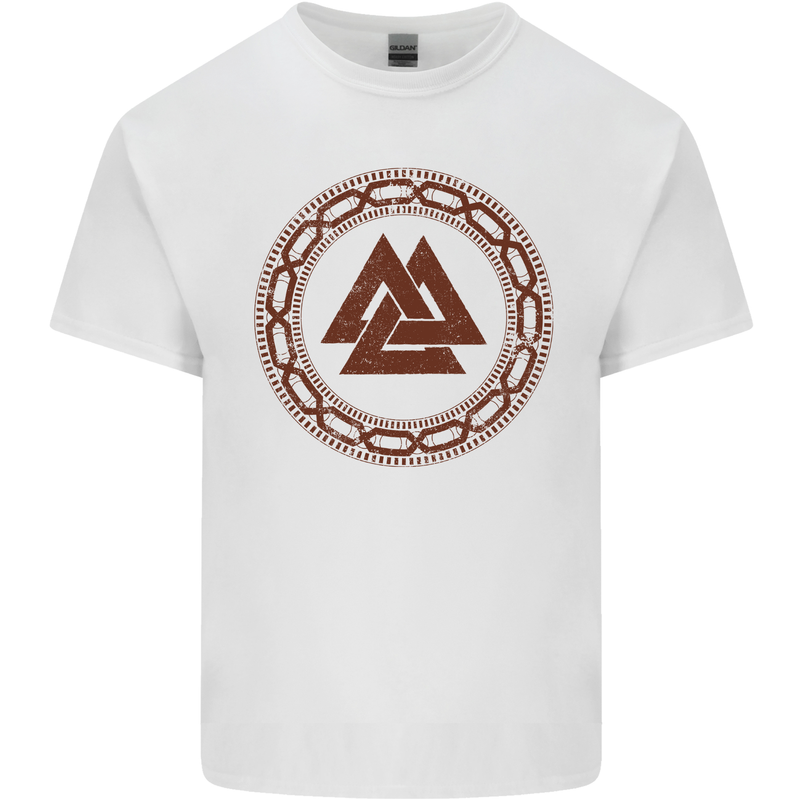 Viking Symbol Valknut Gym Mens Cotton T-Shirt Tee Top White