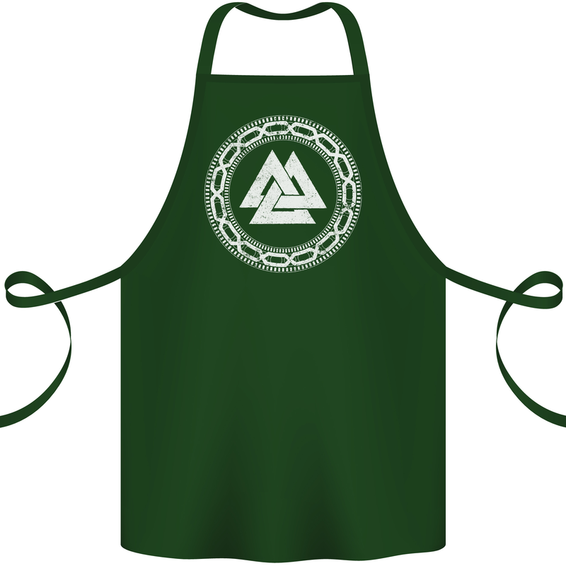 Viking Symbol Valknut White Gym Cotton Apron 100% Organic Forest Green
