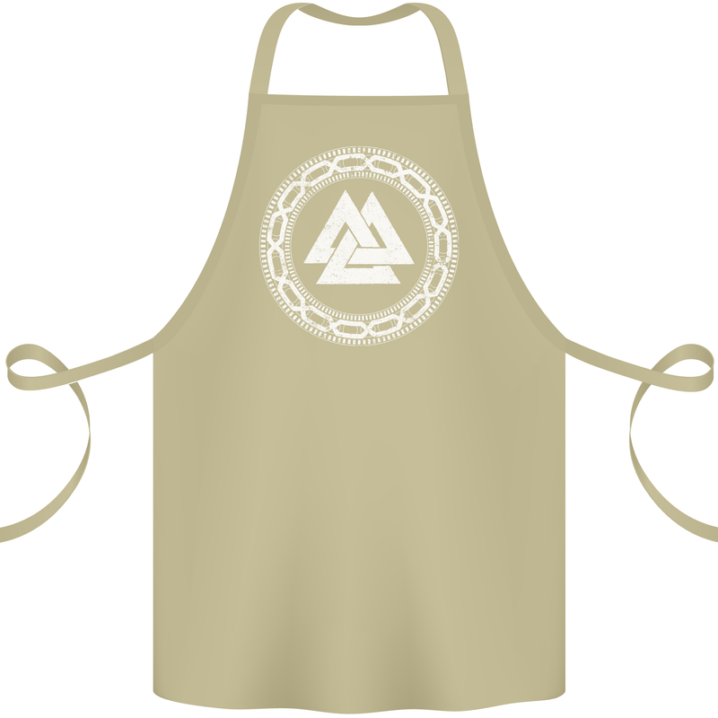 Viking Symbol Valknut White Gym Cotton Apron 100% Organic Khaki