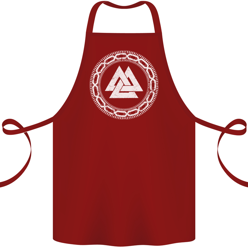 Viking Symbol Valknut White Gym Cotton Apron 100% Organic Maroon