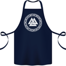 Viking Symbol Valknut White Gym Cotton Apron 100% Organic Navy Blue