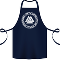 Viking Symbol Valknut White Gym Cotton Apron 100% Organic Navy Blue