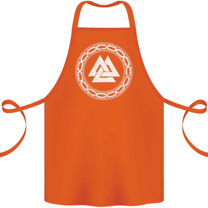 Viking Symbol Valknut White Gym Cotton Apron 100% Organic Orange