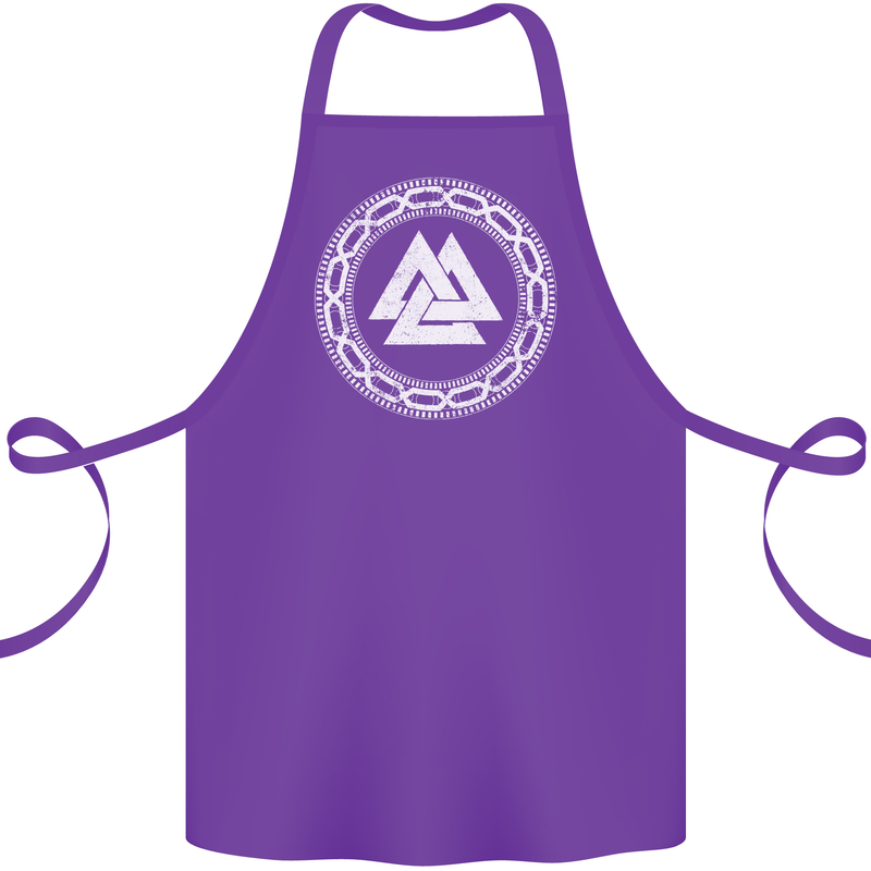 Viking Symbol Valknut White Gym Cotton Apron 100% Organic Purple