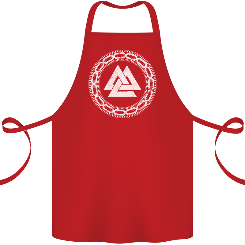 Viking Symbol Valknut White Gym Cotton Apron 100% Organic Red