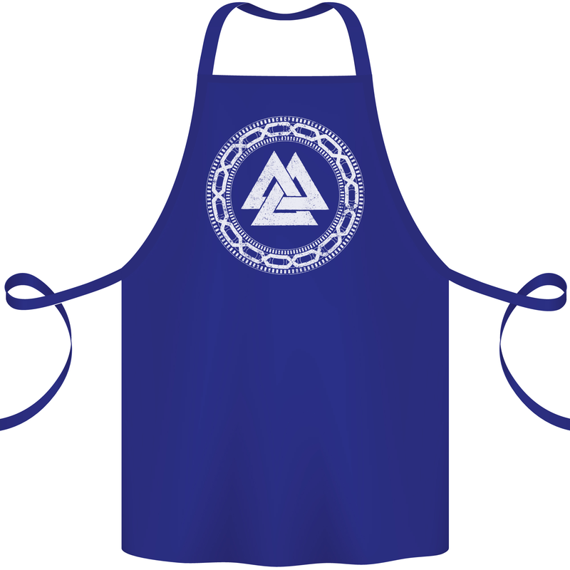 Viking Symbol Valknut White Gym Cotton Apron 100% Organic Royal Blue