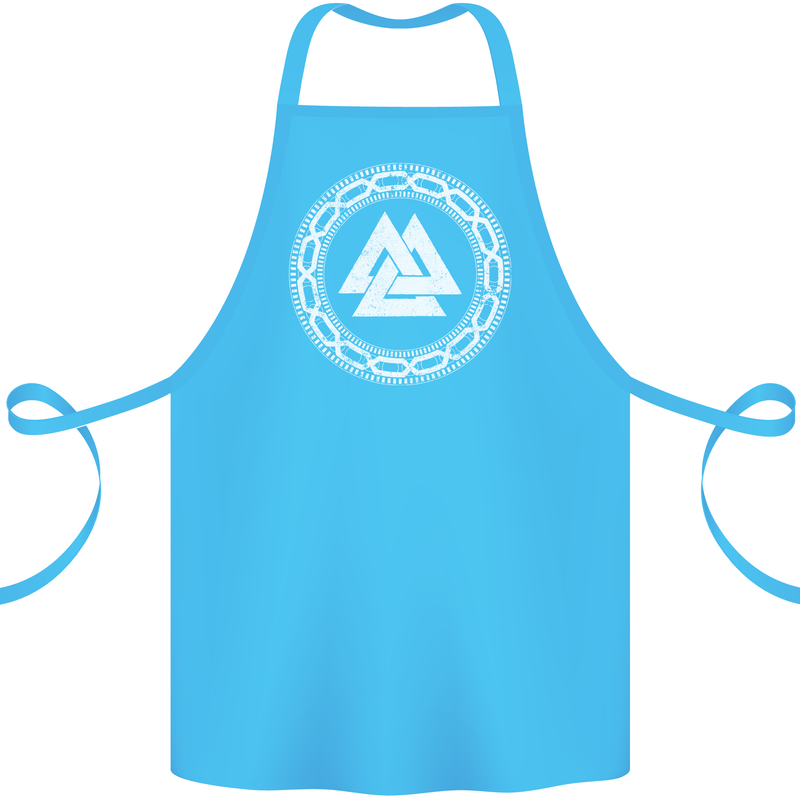 Viking Symbol Valknut White Gym Cotton Apron 100% Organic Turquoise