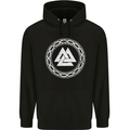 Viking Symbol Valknut White Gym Mens 80% Cotton Hoodie Black