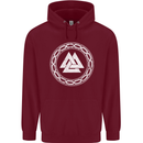 Viking Symbol Valknut White Gym Mens 80% Cotton Hoodie Maroon