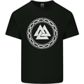 Viking Symbol Valknut White Gym Mens Cotton T-Shirt Tee Top Black