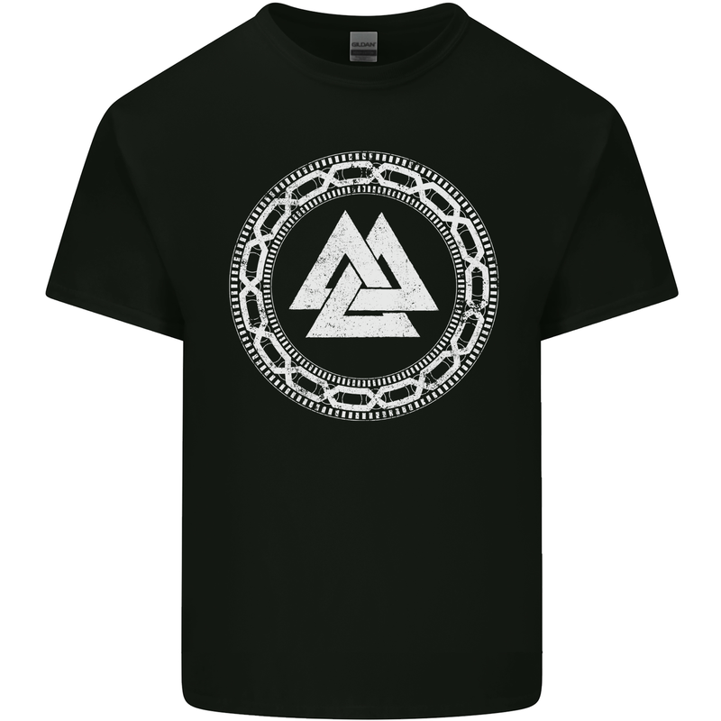 Viking Symbol Valknut White Gym Mens Cotton T-Shirt Tee Top Black