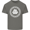 Viking Symbol Valknut White Gym Mens Cotton T-Shirt Tee Top Charcoal