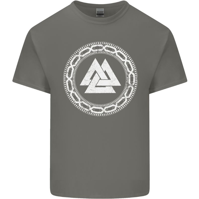 Viking Symbol Valknut White Gym Mens Cotton T-Shirt Tee Top Charcoal
