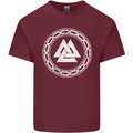 Viking Symbol Valknut White Gym Mens Cotton T-Shirt Tee Top Maroon