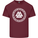 Viking Symbol Valknut White Gym Mens Cotton T-Shirt Tee Top Maroon
