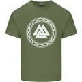 Viking Symbol Valknut White Gym Mens Cotton T-Shirt Tee Top Military Green