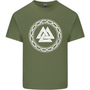 Viking Symbol Valknut White Gym Mens Cotton T-Shirt Tee Top Military Green