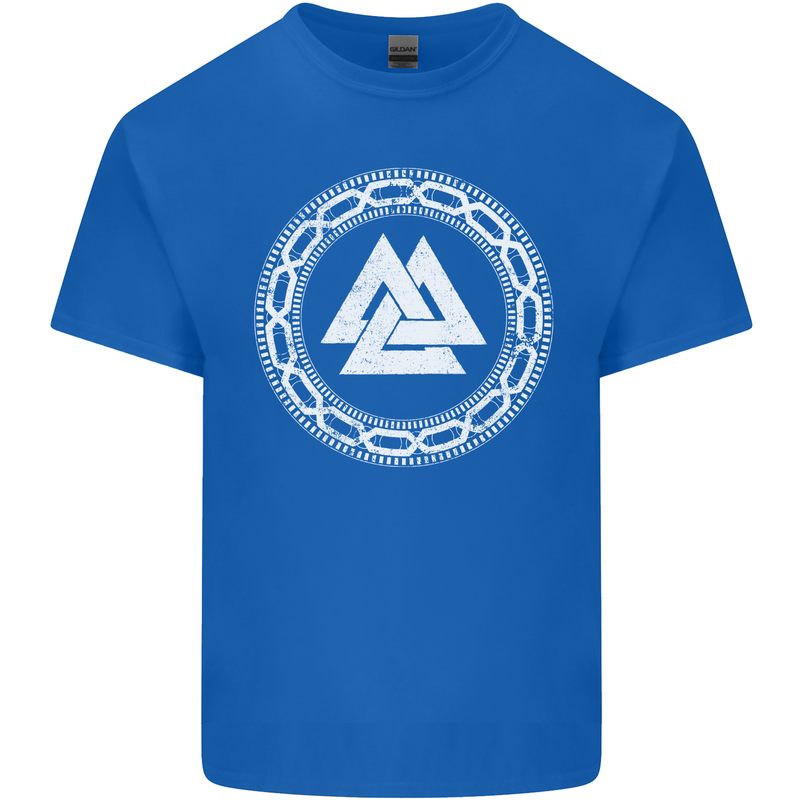 Viking Symbol Valknut White Gym Mens Cotton T-Shirt Tee Top Royal Blue