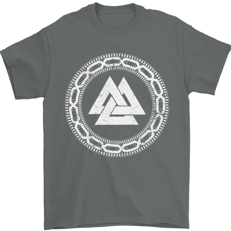 Viking Symbol Valknut White Gym Mens T-Shirt 100% Cotton Charcoal