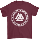 Viking Symbol Valknut White Gym Mens T-Shirt 100% Cotton Maroon