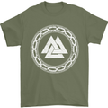 Viking Symbol Valknut White Gym Mens T-Shirt 100% Cotton Military Green