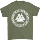Viking Symbol Valknut White Gym Mens T-Shirt 100% Cotton Military Green