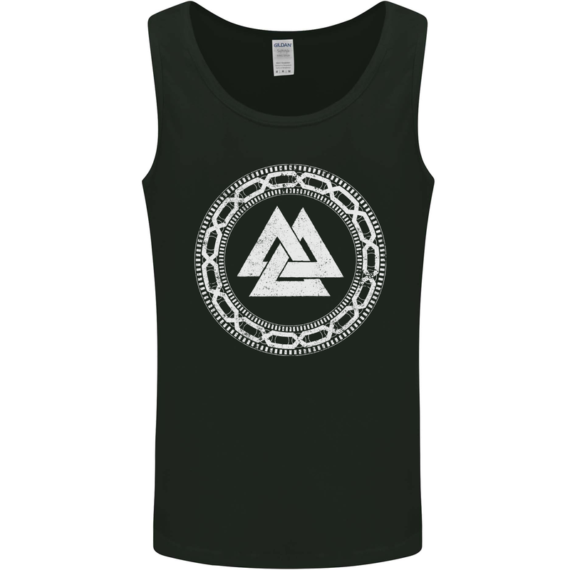 Viking Symbol Valknut White Gym Mens Vest Tank Top Black