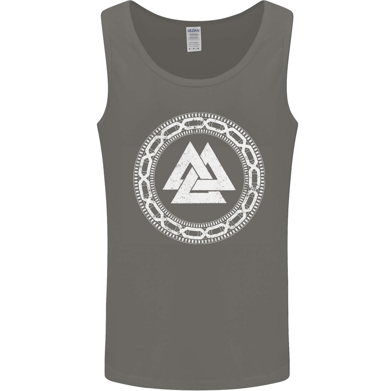 Viking Symbol Valknut White Gym Mens Vest Tank Top Charcoal