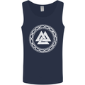 Viking Symbol Valknut White Gym Mens Vest Tank Top Navy Blue
