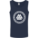 Viking Symbol Valknut White Gym Mens Vest Tank Top Navy Blue