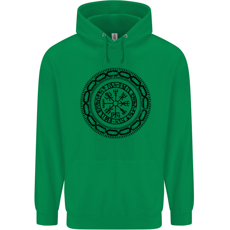 Viking Symbol Vegvisir Black Gym Mens 80% Cotton Hoodie Irish Green