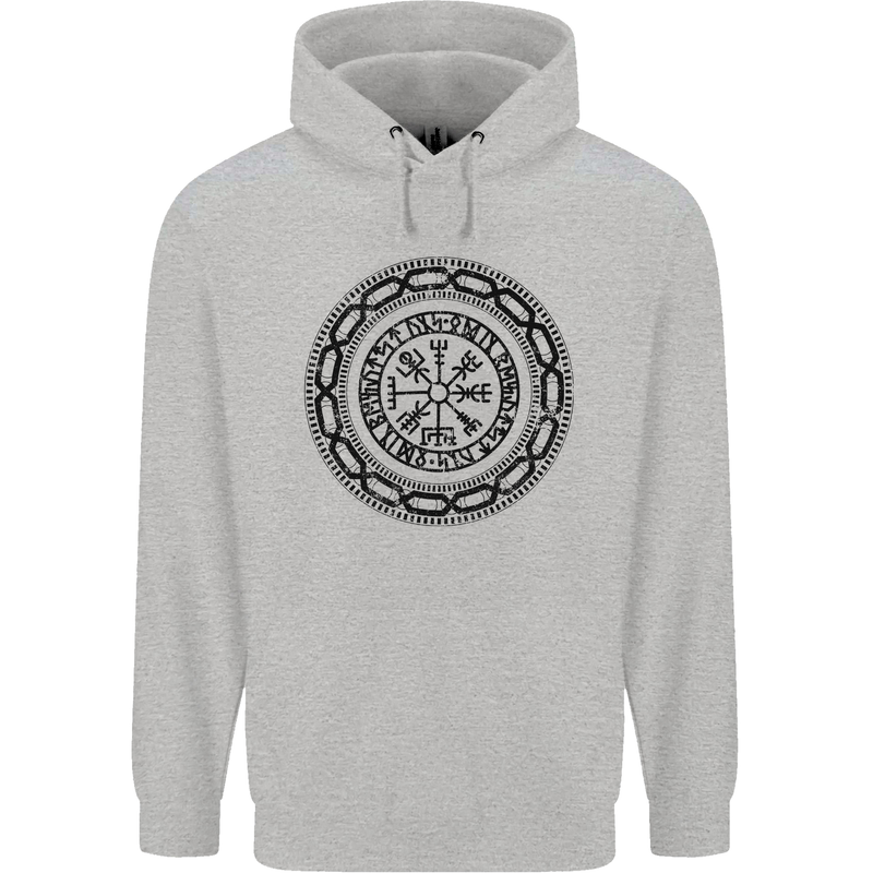 Viking Symbol Vegvisir Black Gym Mens 80% Cotton Hoodie Sports Grey