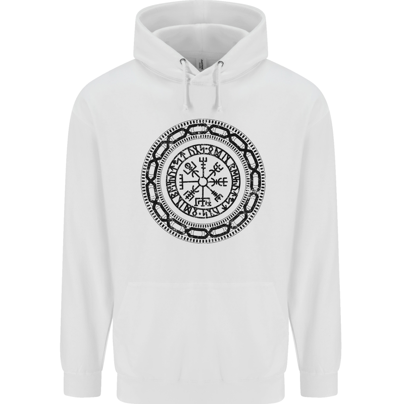 Viking Symbol Vegvisir Black Gym Mens 80% Cotton Hoodie White