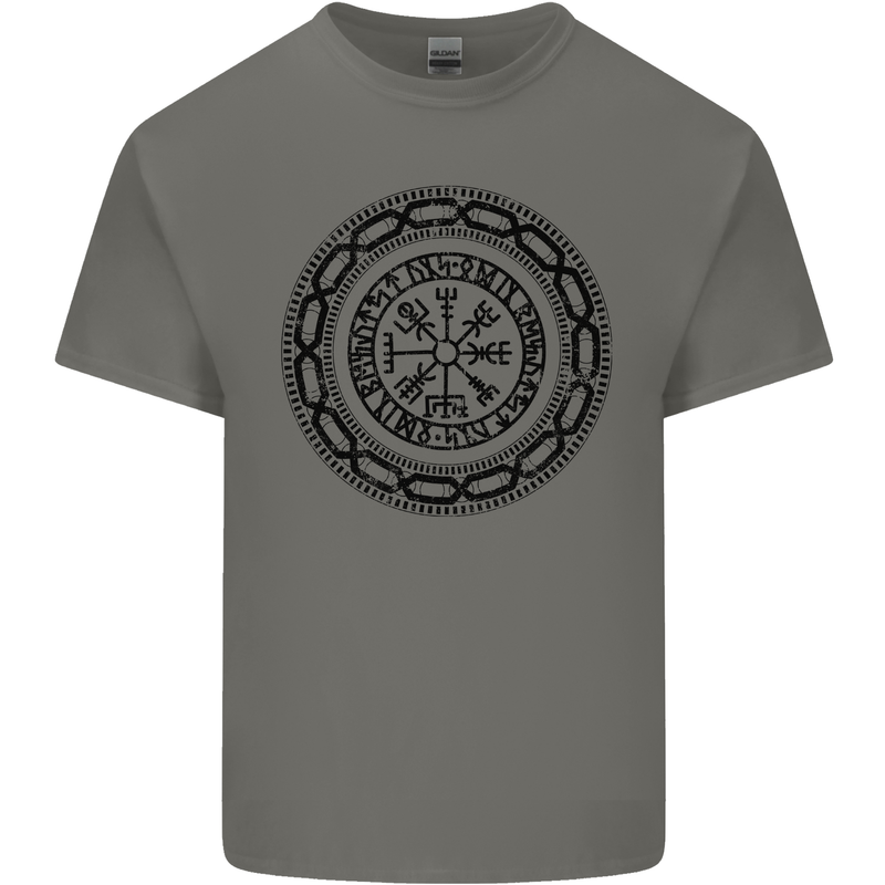 Viking Symbol Vegvisir Black Gym Mens Cotton T-Shirt Tee Top Charcoal