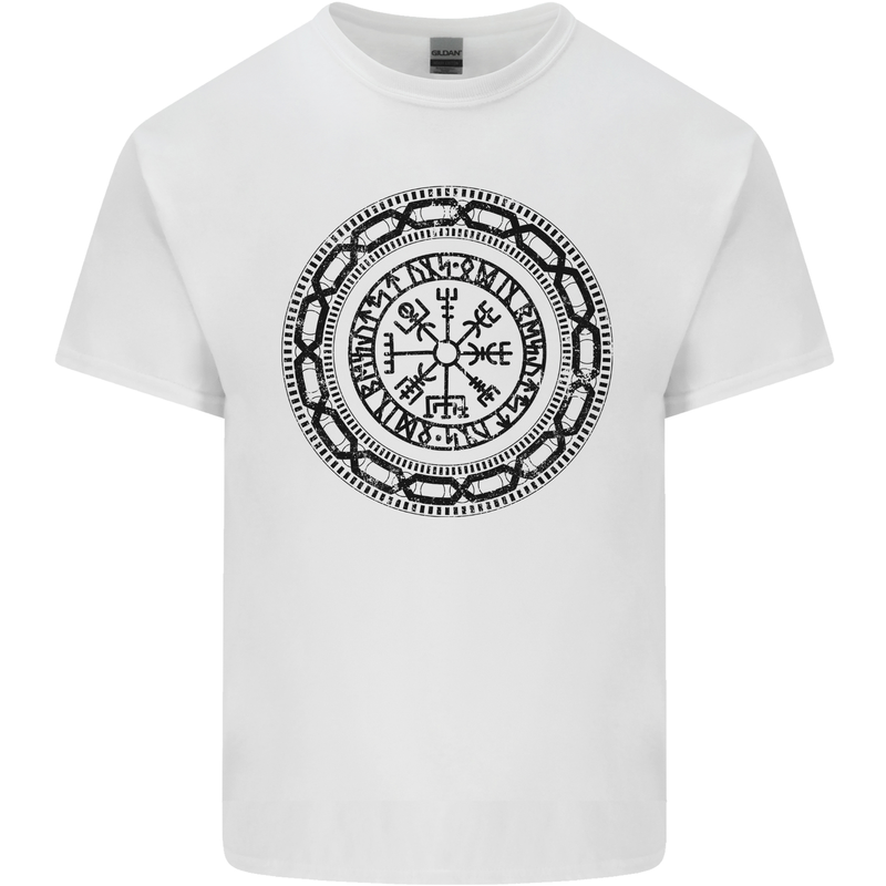 Viking Symbol Vegvisir Black Gym Mens Cotton T-Shirt Tee Top White