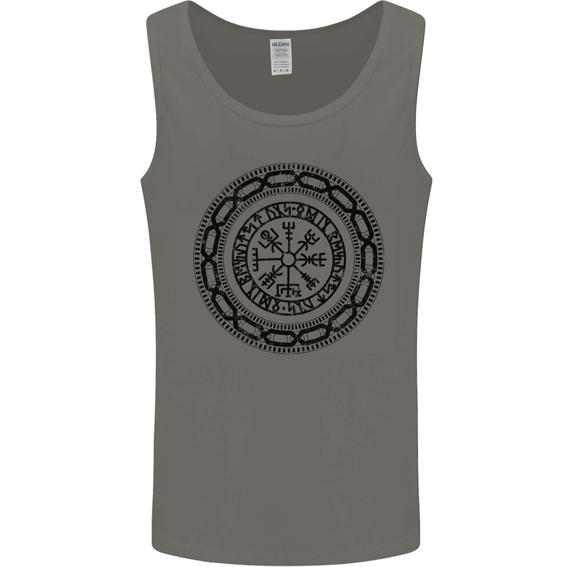 Viking Symbol Vegvisir Black Gym Mens Vest Tank Top Charcoal