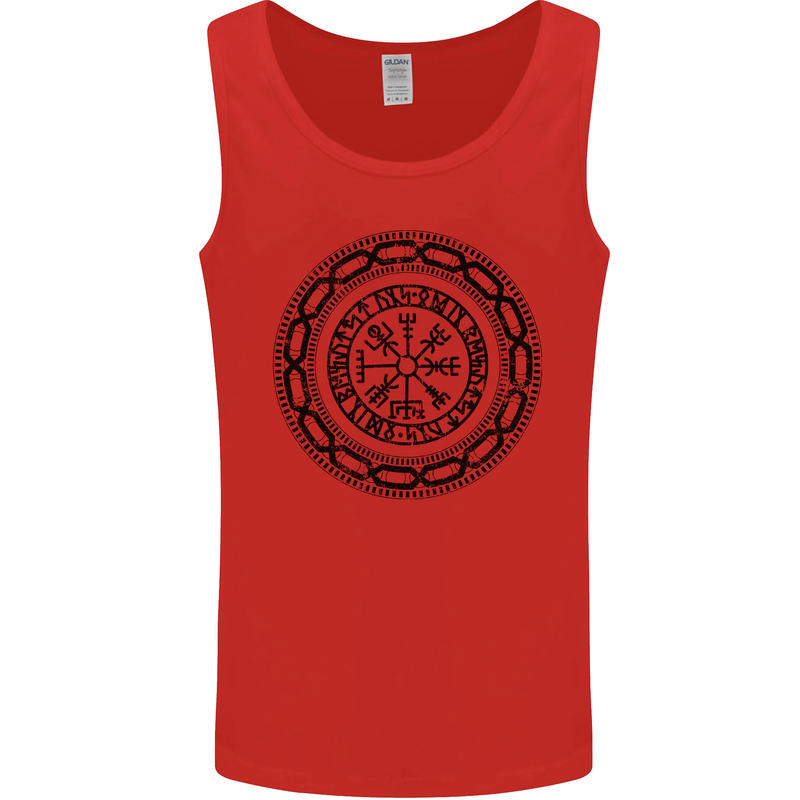 Viking Symbol Vegvisir Black Gym Mens Vest Tank Top Red