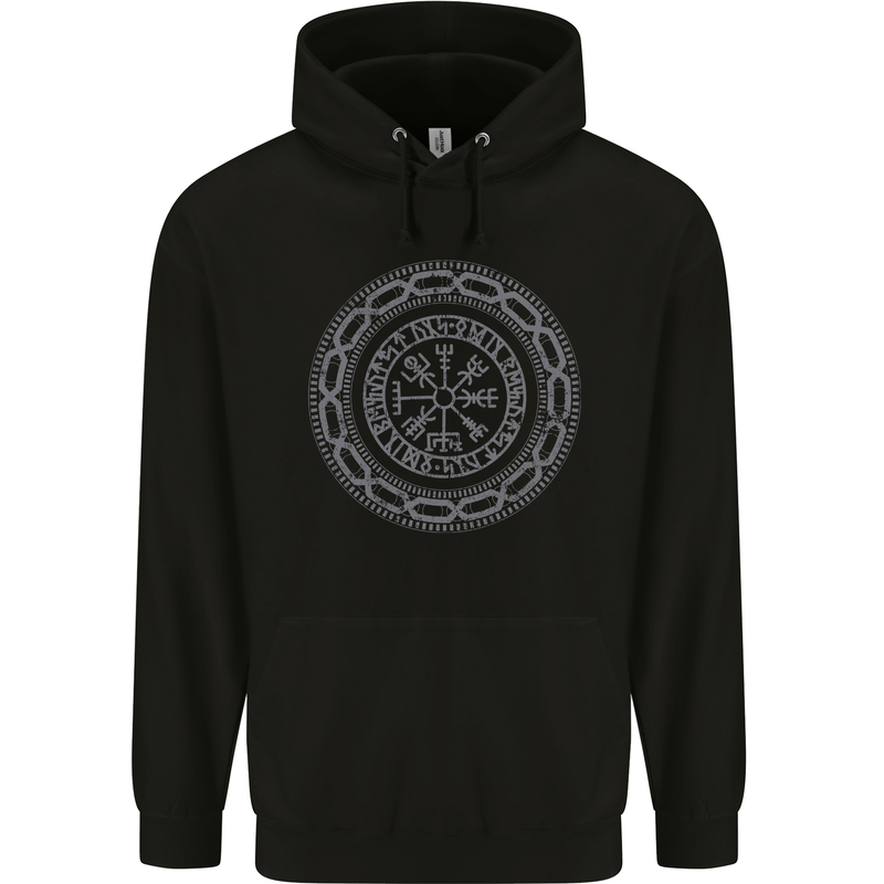 Viking Symbol Vegvisir Grey Gym Mens 80% Cotton Hoodie Black