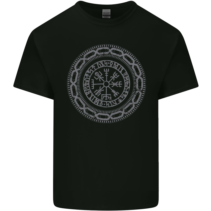 Viking Symbol Vegvisir Grey Gym Mens Cotton T-Shirt Tee Top Black