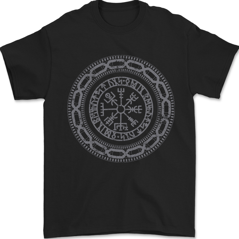Viking Symbol Vegvisir Grey Gym Mens T-Shirt 100% Cotton Black