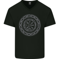 Viking Symbol Vegvisir Grey Gym Mens V-Neck Cotton T-Shirt Black