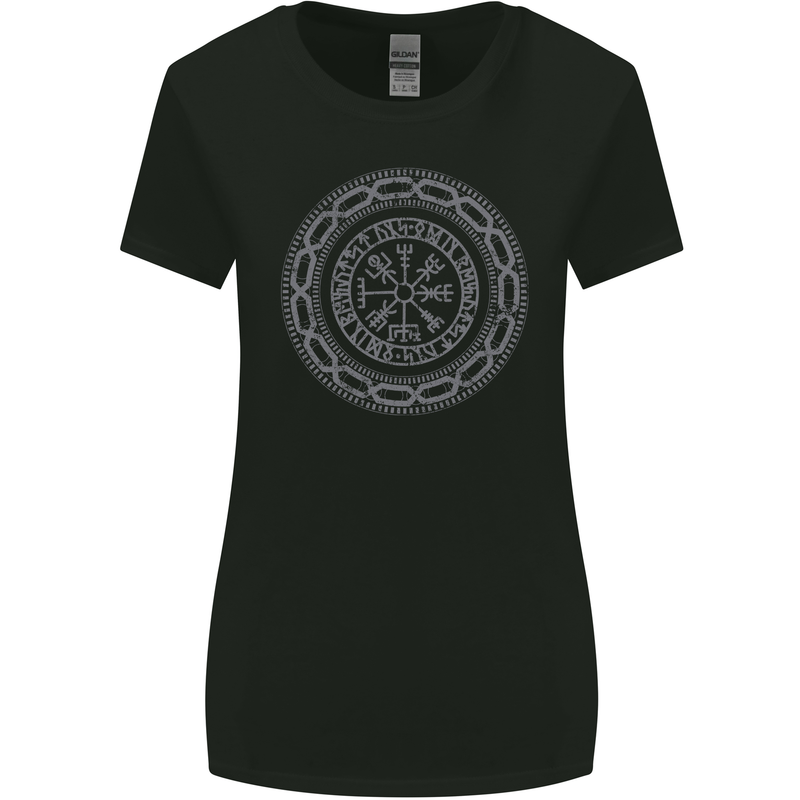 Viking Symbol Vegvisir Grey Gym Womens Wider Cut T-Shirt Black