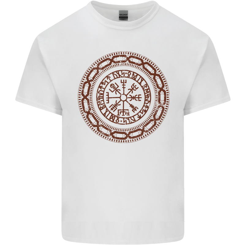 Viking Symbol Vegvisir Gym Mens Cotton T-Shirt Tee Top White