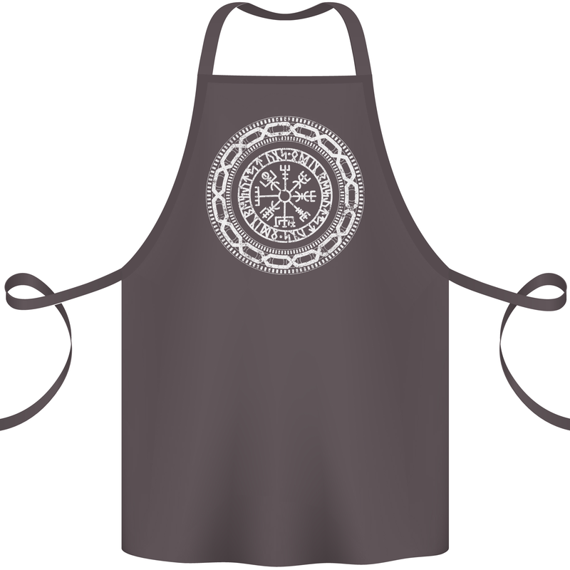 Viking Symbol Vegvisir White Gym Cotton Apron 100% Organic Dark Grey