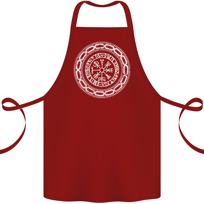 Viking Symbol Vegvisir White Gym Cotton Apron 100% Organic Maroon