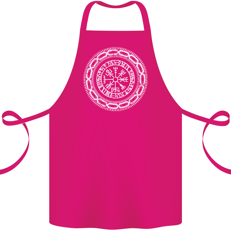 Viking Symbol Vegvisir White Gym Cotton Apron 100% Organic Pink