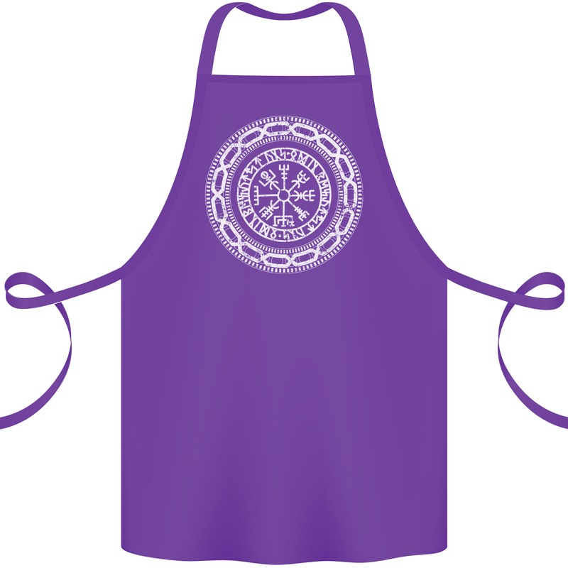 Viking Symbol Vegvisir White Gym Cotton Apron 100% Organic Purple