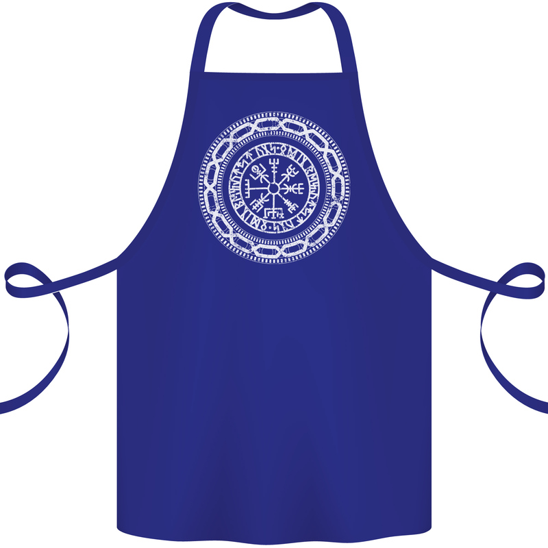 Viking Symbol Vegvisir White Gym Cotton Apron 100% Organic Royal Blue