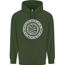 Viking Symbol Vegvisir White Gym Mens 80% Cotton Hoodie Forest Green